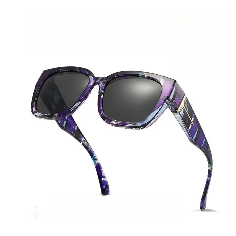 Purple Floral Frame, Smoke Grey Lenses