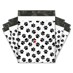 12x15 Paw Prints Designer Poly Mailers Shipping Envelopes Premium Printed Bags