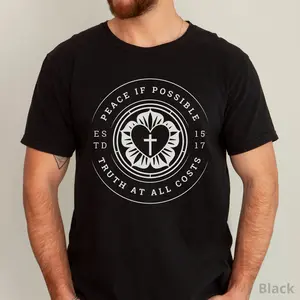 Lutheran Shirt Comfort Colors, Luther Rose, Martin Luther Reformation Day TShirt, Reformed Christian Tee, Lutheran Gift, Peace if Possible