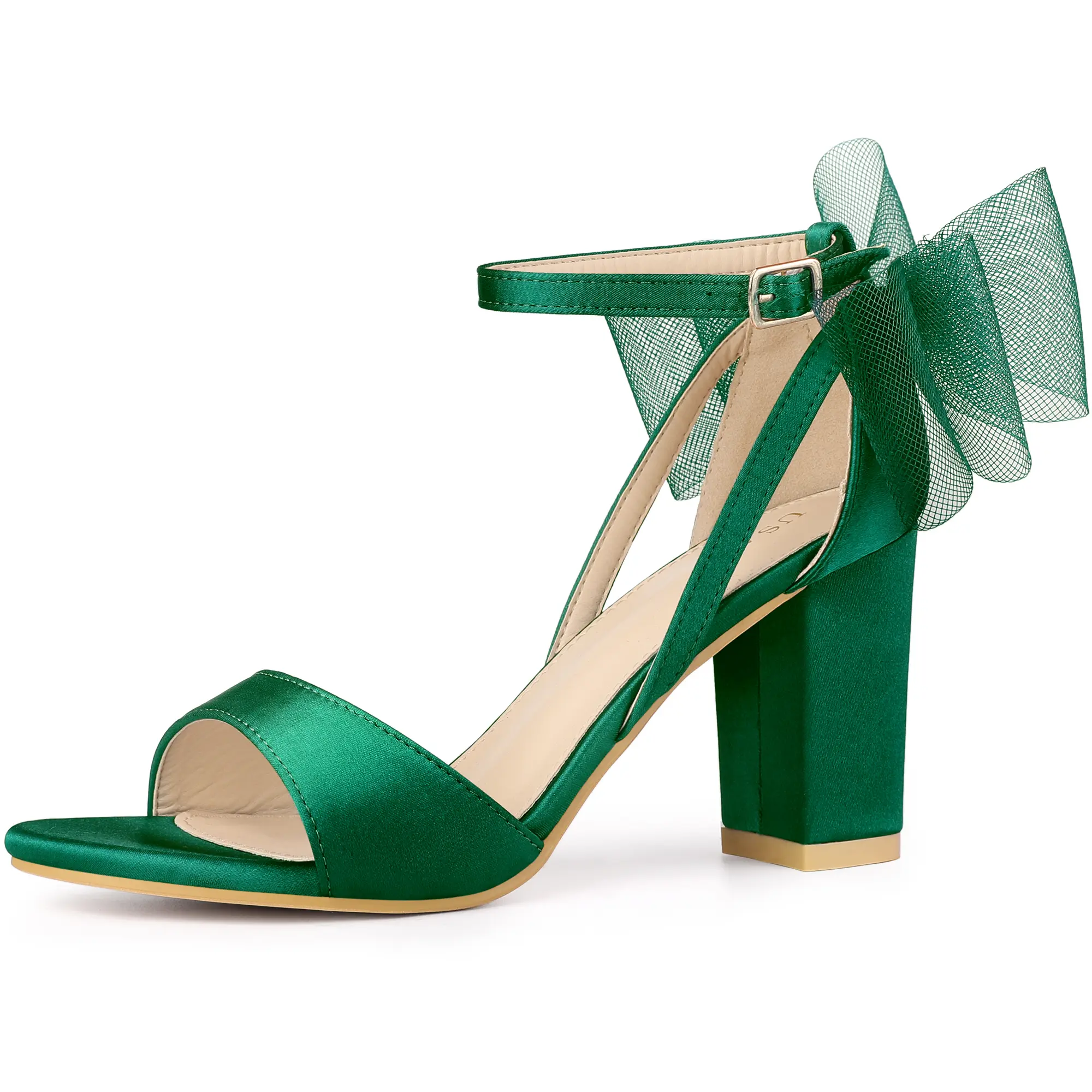 BLISSFUL STEP Bow Ankle Strap Open Toe Block Heel Sandals BLISSFUL STEP Bow Ankle Strap Open Toe Block Heel Sandals
