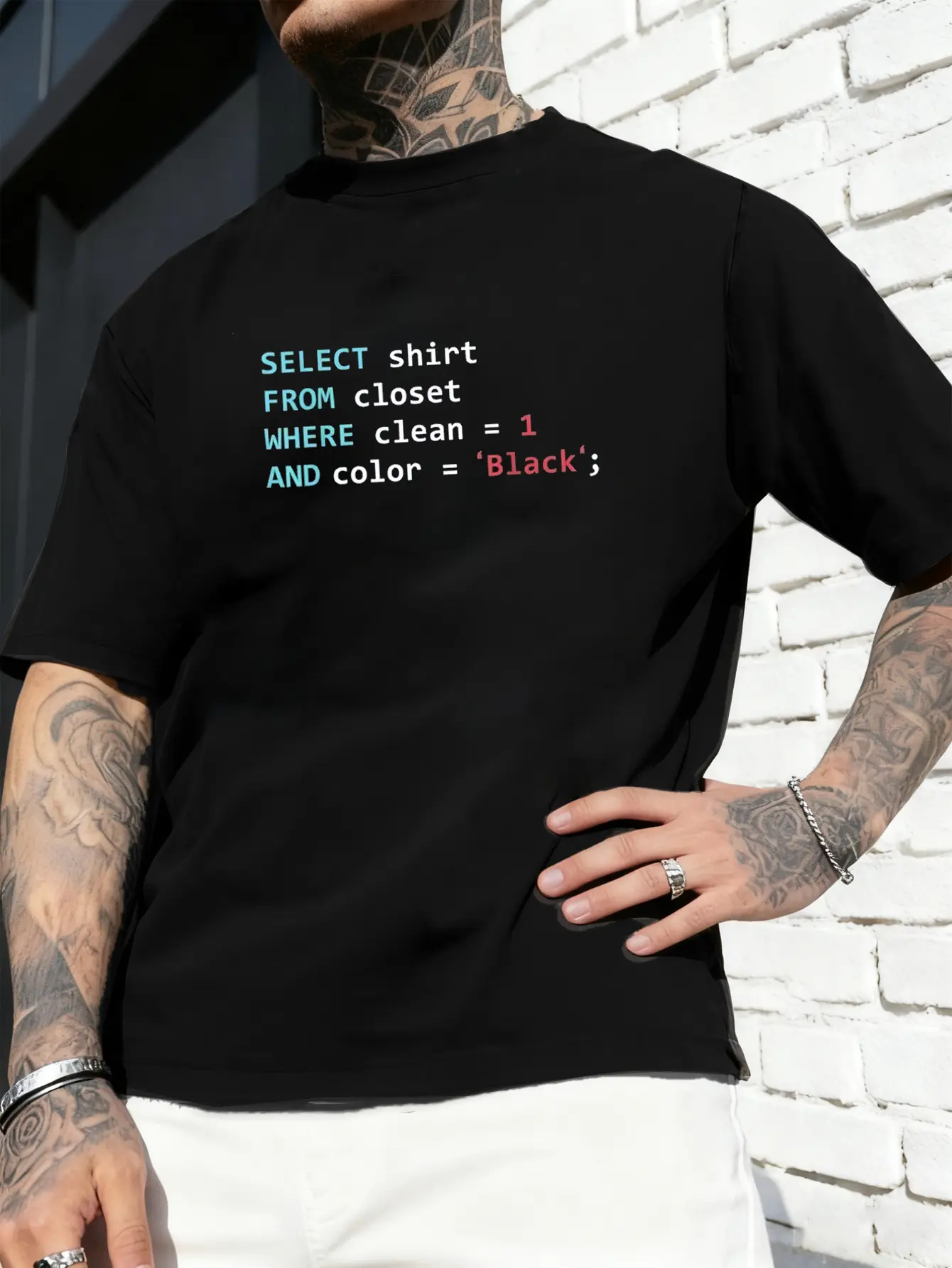 Men's SQL HTML_CSS Coding T-Shirt with SELECT FROM