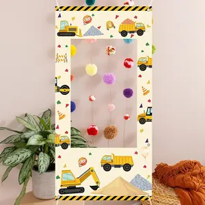 Construction Vehicle Pattern Birthday Party Banner, 1 Count Reusable Birthday Party Backdrop, Party Decoration Supplies for Indoor & Outdoor, Ornaments