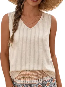 Womens Linen Crop Tank Top V Neck Tank Tops Sleeveless Cute Spring Summer Tops for Women 2026 Beach Vacation (XS-XL)