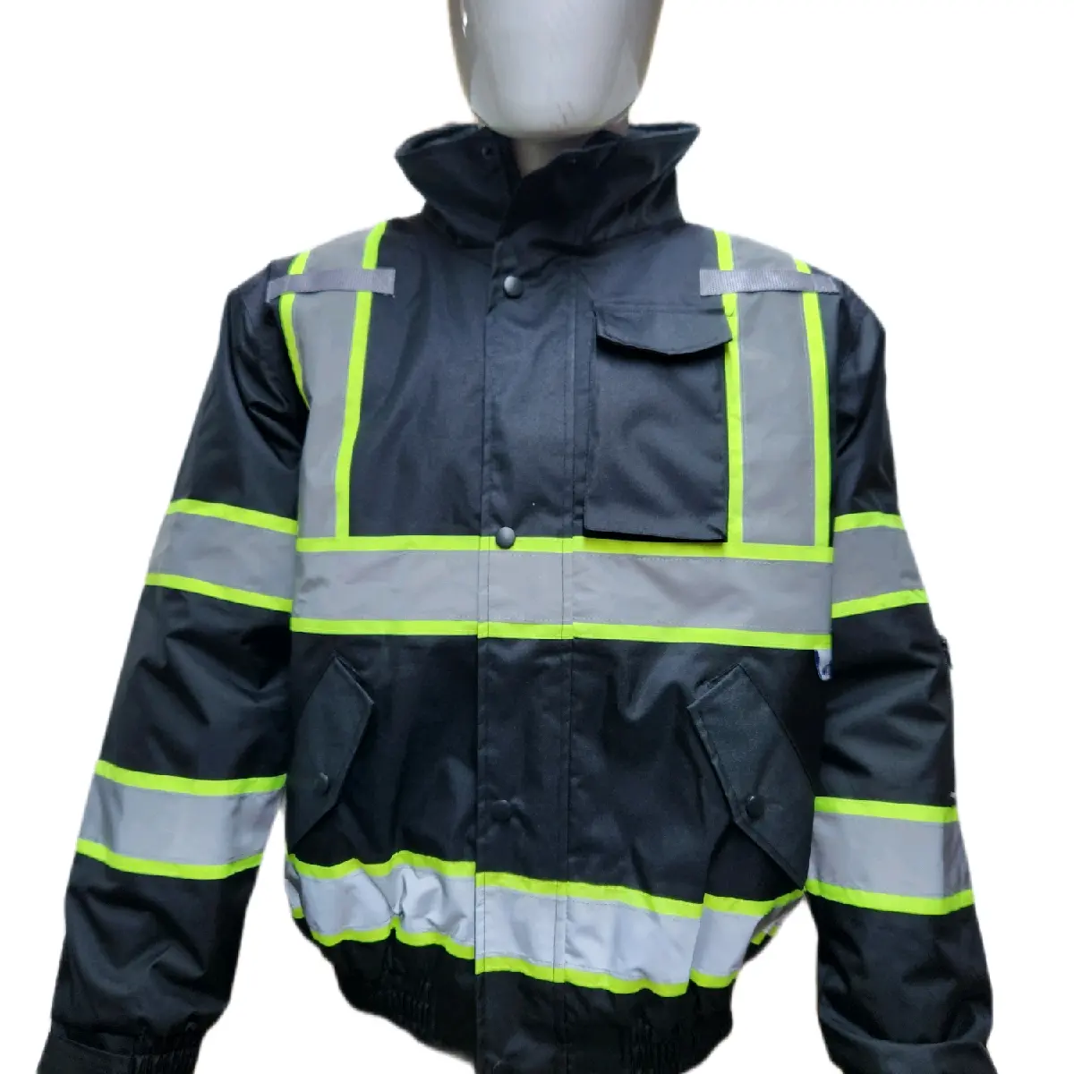Truecrest Black bomber Safety jacket with Quilt Lining