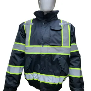 Truecrest Black bomber Safety jacket with Quilt Lining