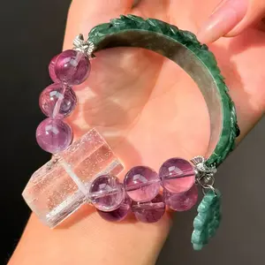 056 Jadeite Amethyst Clear Quartz Lucky Charm Bracelet 2025 Energy High Quality Fashion Jewelry Feng Shui Beads Magnetic Gift