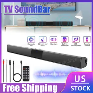 1pc Digital 2.0 Surround Sound Bar for Smart TV, High Power 4 Speaker System Bathroom Radio - Wireless Enhanced Home Theater System with Adjustable Speakers & Subwoofer, Can Be Used for PC Games Projectors, Remote Control