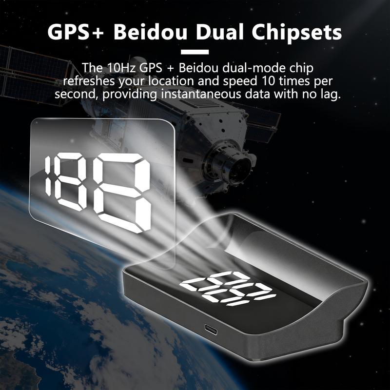 GPS Digital Speedometer Speed Display for Car MPH Windshield Projector, Universal HUD Speedometer Speed Meter LED Large Font, Plug Play Tachometer on Wind Glass for SUV Auto Vehicle Motorcycle Glof Cart Truck Motorhome All Vehicles