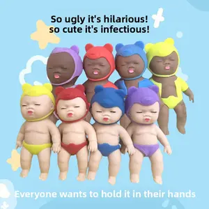 Ugly Doll Squeeze Toy, Slow Rebound Black Doll, Ugly-Cute Toy, Stretchy Toy, Palm-sized Rubber Black Skin Doll Figurine