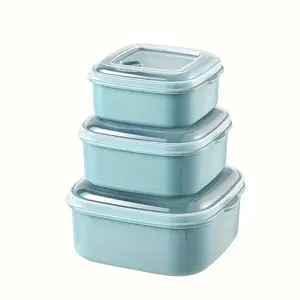 3-Piece Set Food Storage Containers with Lids, Lunch Box for Fruits Vegetables Dumplings Meat Eggs Ginger Garlic Onion, Microwave Safe Kitchen Utensils
