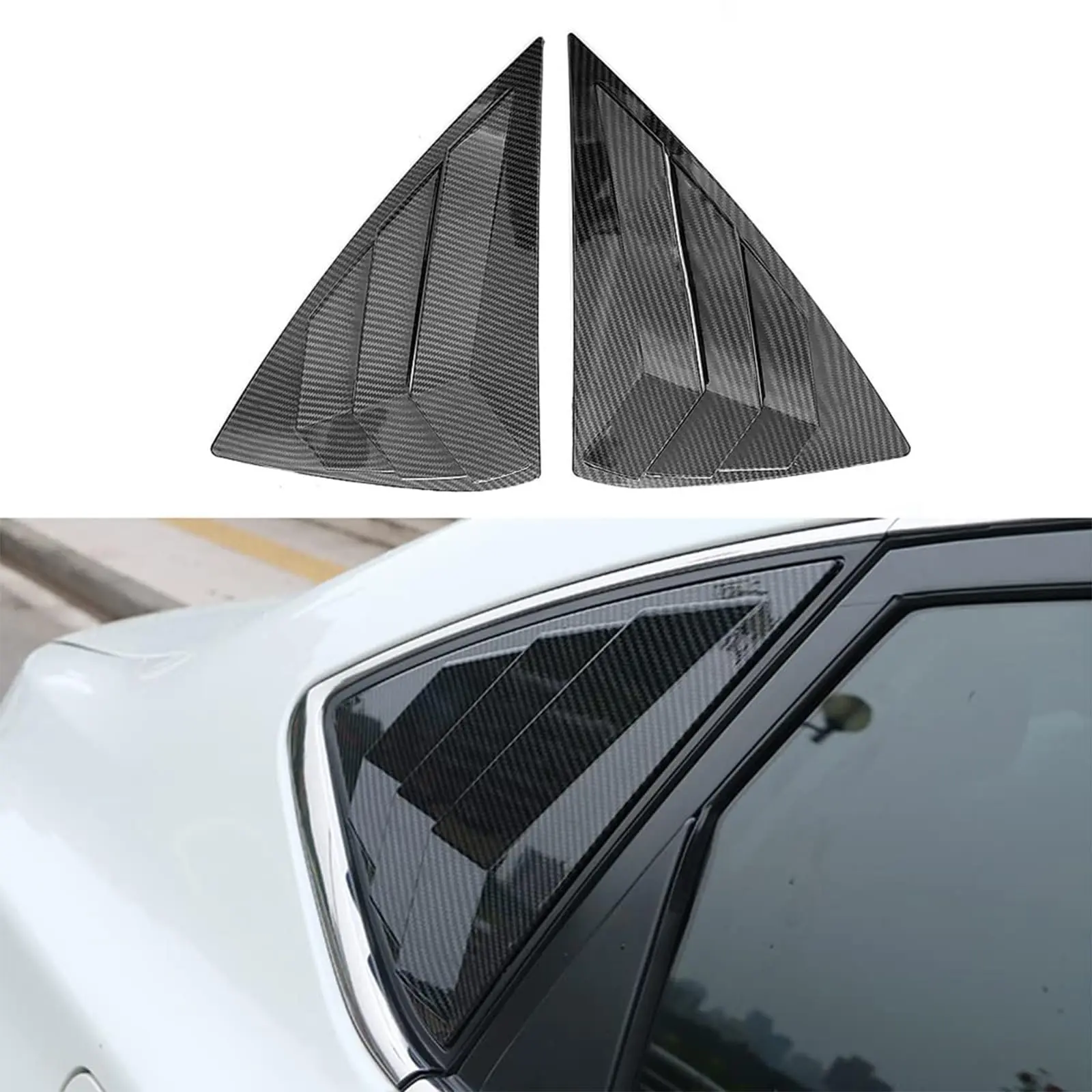 Rear Side Window Louvers Fits Nissan Sentra 2012-2019 Rear Side Window Louvers Air Vent Scoop Shades Cover Blinds Exterior Accessories 2PCS(Carbon Black)