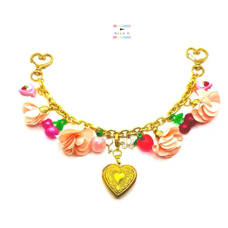 Love Locket Bag Charm / Purse Charm Chain - Fashion Accessory / Heart Shaped Locket Bag Charm