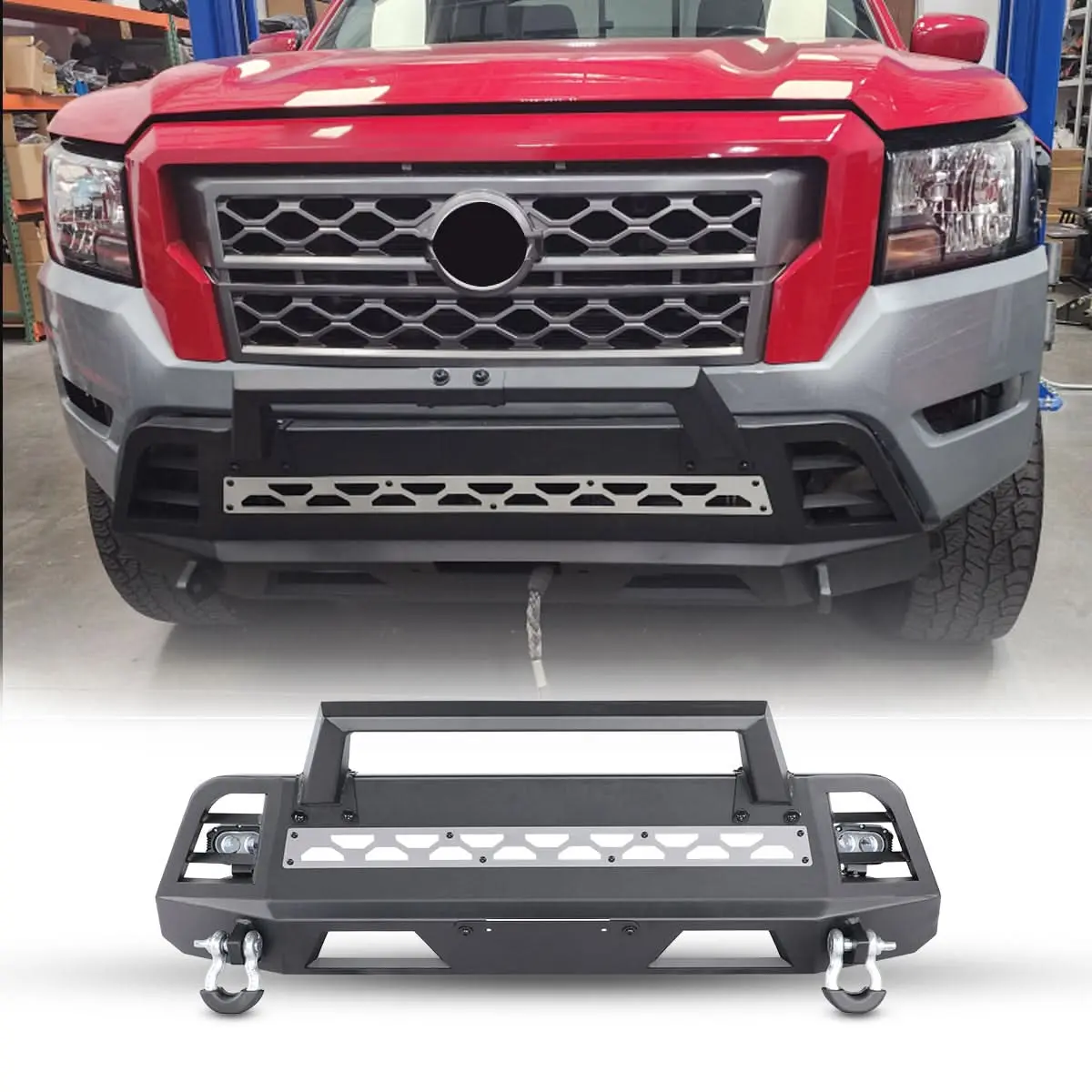 WOLFSTORM Front Bumper for 2022-2024 Nissan Frontier, Bolt-On with No Cutting Necessary, Carbon Steel Construction, Compatible with Up to 28" LED Light Bar