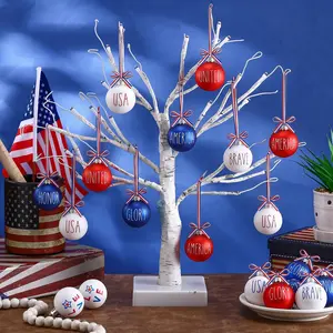 12 Pcs 4th of July Patriotic Balls Ornaments for Tree 2.4 Inch Memorial Day USA Tree Decorations Red White Blue Ball Ornament 250th Anniversary Independence Day Home Decor for Holiday Party