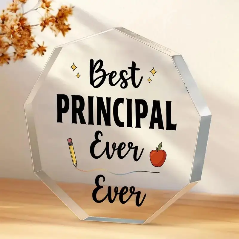 2D Flat, Thank You Principal, Assistant Principal Gift "Best PRINCIPAL Ever" Acrylic Desk Decoration Sign Suitable for Home Office Acrylic Desktop Sign, Acrylic Signage Plaque