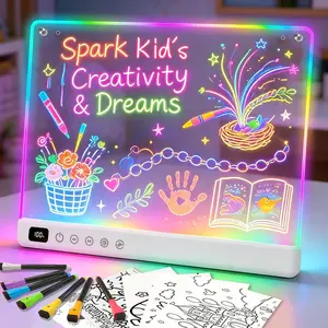 Led Drawing Board with 13 Light Effects, 16" Rechargeable Glow Doodle LED Note Board with Colors, Neon Light Up Drawing Tablet Gifts for Kids for Easter Birthday Christmas Gift Ideas