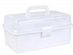 White Craft Art Organizer Storage Tool Box 3 Layer Storage Box with Handle Sewing Box Medicine Storage Box Organizer Womens Cute Toolbox Bin Fitting Movable Pack