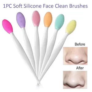 Silicone Dual-Sided Blackhead Remover & Makeup Brush Cleaner, Blackhead Cleaning Instrument, Deep Pore Cleansing Tool, Exfoliating & Removing Blackheads, Pore Cleansing Facial Brush, Silicone Face Cleansing, Facial Cleansing Tools, Multi-Color Options
