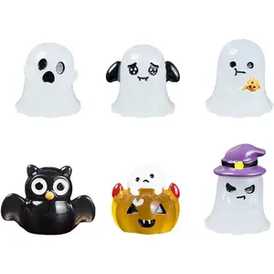 Spooky Halloween  Decorations - 6 Pack Mini Cute  & Pumpkin Figurines with Adhesive Base, Haunted Desk Decor for Office, , , Party Favors | NOT FOR  UNDER 12
