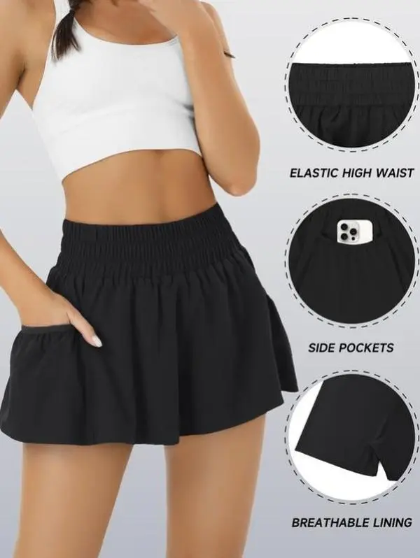Athletic Shorts for Women High Waisted Elastic Running Shorts Gym Workout Flowy Shorts with Pockets