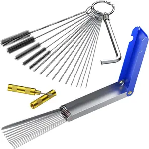 AUTOUTLET Carburetor Cleaning Kit Carb Jet Cleaning Tools Including 1PC Tool Case, 10PCS Cleaning Needles, 5PCS Brushes, 1 Hexwrench & 1 Scraper for Motorcycle ATV Carb