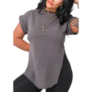 PEBBY BASICS STONE SIDE SLIT TEE