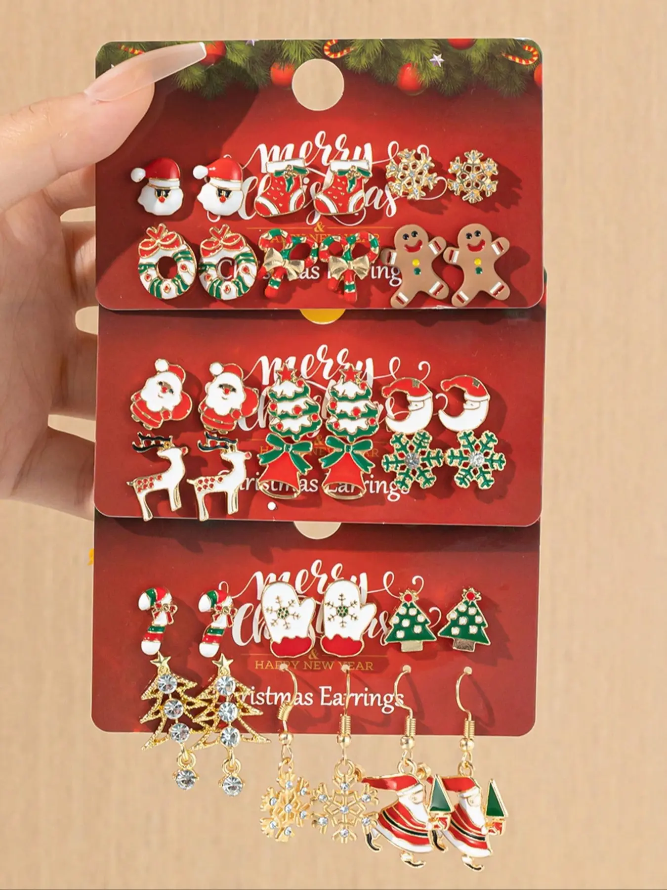 6-Piece Set Christmas Earrings for Women, High Quality Earrings, Snowflake, Reindeer & Christmas Tree Dangle Earrings, Festive Holiday Party Jewelry Collection