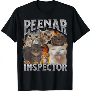 Casual Cotton shortsleeve tees  Peenar Inspector Funny Offensive Cat Meme Bootleg T-Shirt