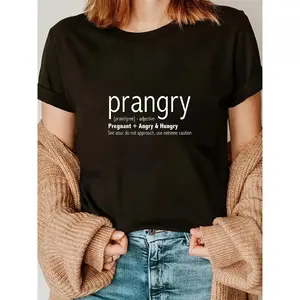 Pregnancy Anger Humor T-Shirt For Women - Soft Stretchy Casual Short Sleeve Tee With Prangry Graphic, Machine Washable Maternity Gift For Expectant Mothers, Spring Summer Fall Comfort Fit, Maternity Clothes