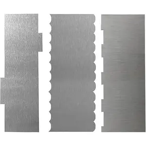 3 Pack Cake Scraper Smoother Stainless Steel Double Edge Sided Patterned Cake Decorating Scraper Comb for Mousse Butter Cream Dessert Decor