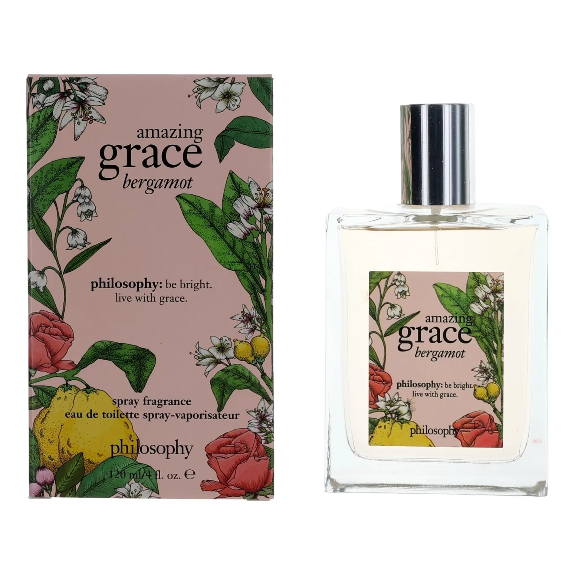 Women's Philosophy Amazing Grace Bergamot Eau de Toilette (EDT) Spray - 4.0 oz (120 ml) - Dreamy Floral Musk Scent for Daily Use & Romantic Wear