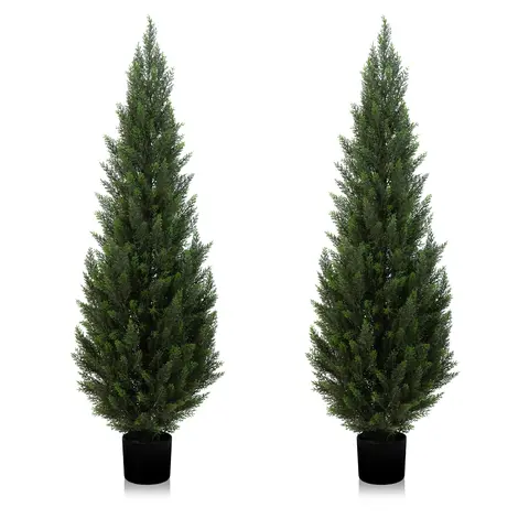 3/4/5/6FT Artificial Cedar Trees - 2-Pack of Realistic Green Coniferous Trees for Home Decor and Office SettingsChristmas Porch Decorations Christmas Porch Decorations