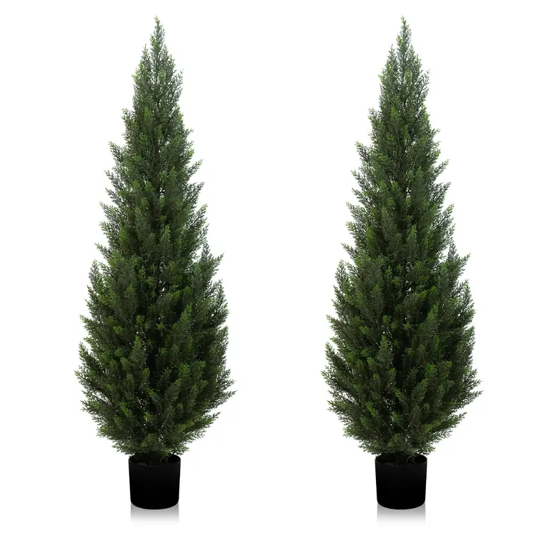 3/4/5/6FT Artificial Cedar Trees - 2-Pack of Realistic Green Coniferous Trees for Home Decor and Office SettingsChristmas Porch Decorations Christmas Porch Decorations