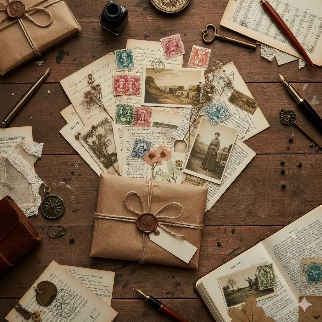 Vintage Ephemera MYSTERY Kit for Junk Journal Scrapbooking and Crafts 100% True Vintage Paper Crafts with Authentic Postcards and Labels