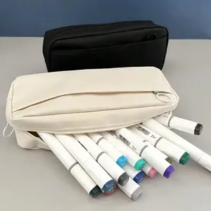 Large Capacity Double Layer Oxford Cloth Pencil Bag Strong DIY Blank Surface School Supplies Office Supplies Art Supplies Design Pencil Case