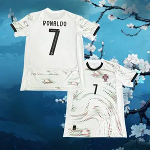 2025 Portugal Away White 7# Cristiano Ronaldo Short Sleeve Soccer Jersey Fans Version Breathable