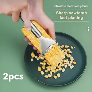 2 Counts Corn Peeler, Stainless Steel Corn Stripper Tool for Efficient Corn Kernel Removal