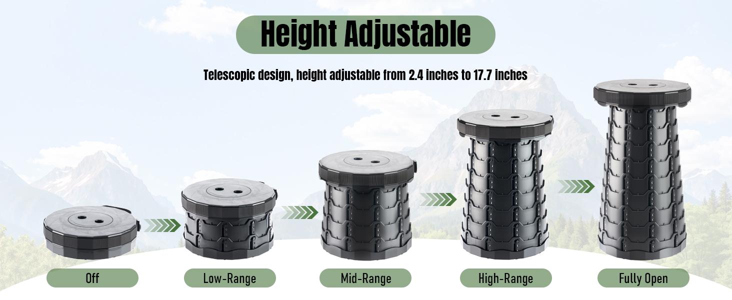 Upgraded Foldable Stool Thickened, Portable Collapsible Stool Retractable Stool for Fishing, Hiking Tours, BBQ, Parties, Outdoor Activities