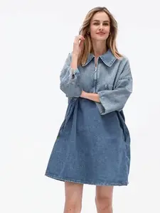 Elengatine Fall in love with effortless denim charm  Elengatine oversized denim dress, from XS to 5XL! Perfect mix of casual comfort & timeless style — wear it as a dress or layer it up for that chic street look. #DenimDress #OOTD #PlusSizeFashion