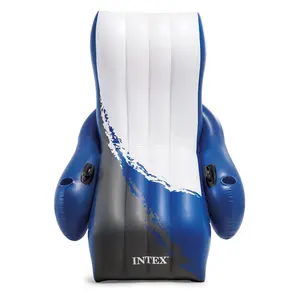 Intex Floating Recliner Inflatable Lake Lounge, Pool Float Chair w/ Cup Holders