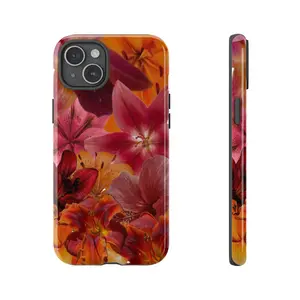 Red Hibiscus Autumn Fall Flower Case suitable for Samsung Galaxy 23 24 25 5G iPhone 17 ProMax Air 16 plus cases  15 pro max 14, 13, 12 with screen protector |   Beautiful phone case |   Shockproof protective case |   Smart  phone case |   a gift for girls