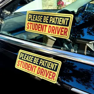 Non-Magnetic Student Driver Stickers-Removable Vinyl Decal Signs For Cars,Windows-Made in USA (10x4 inches, 2-Pack)