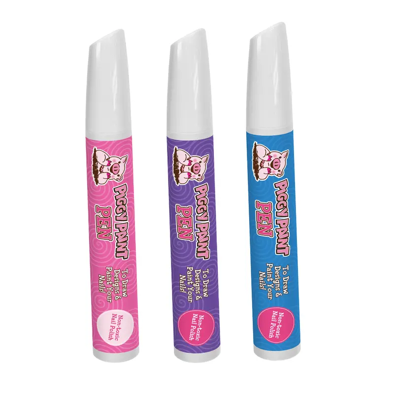 Piggy Paint Nail Polish Pen 3-Pack - Kid Friendly Non-Toxic Bundle for Diy Manicure, Nail Drawing