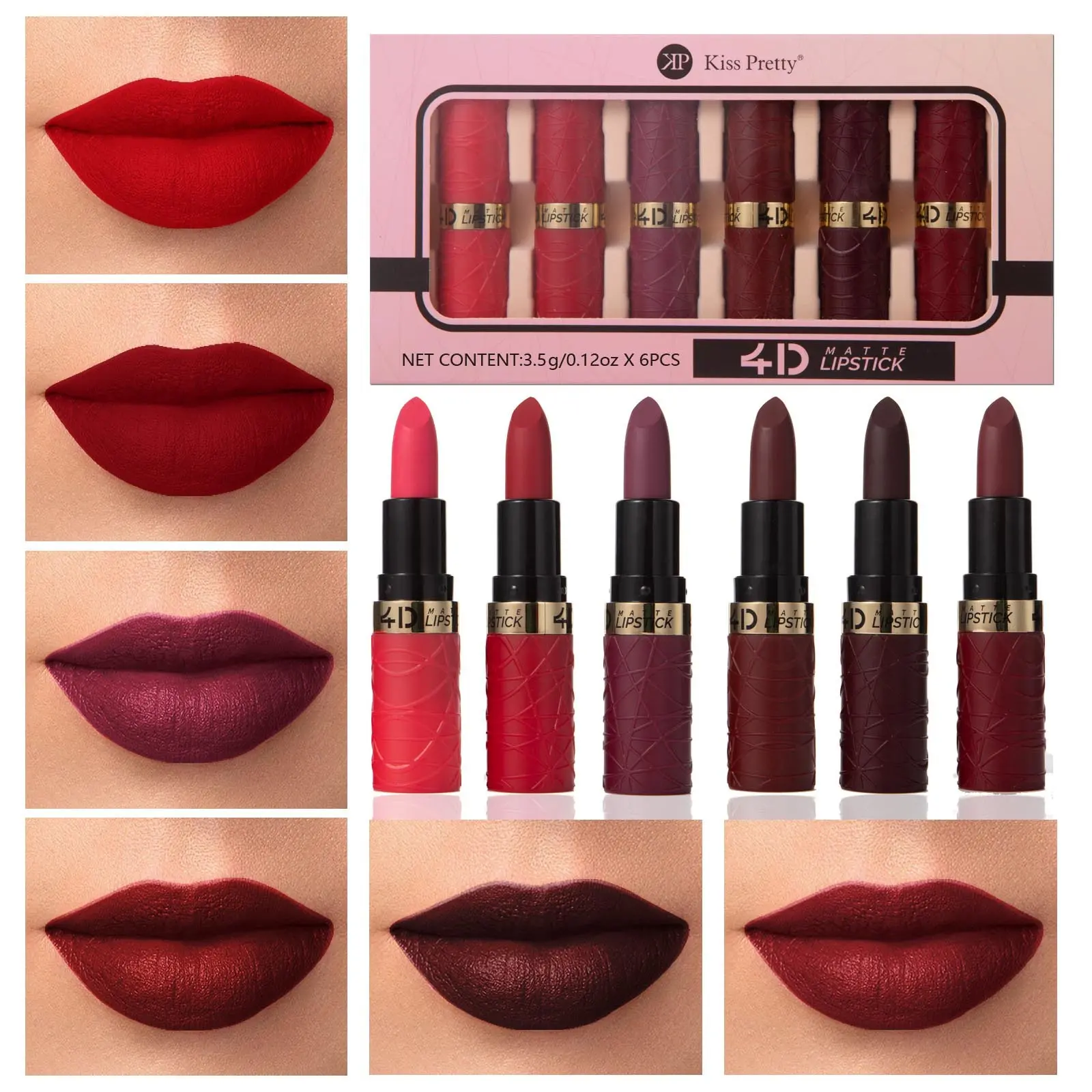 6-Piece Matte Lipstick Set, Unique Auntie Shade, Easy Application & Long-Lasting Wear, Perfect for Social Occasions