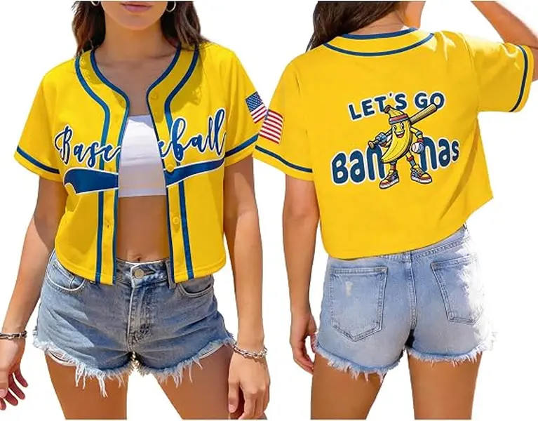 Baseball Jersey Women Game Day Fan Baseball Shirt Cute Trendy Cropped Tops Streetwear Funny Hip Hop Softball Jersey
