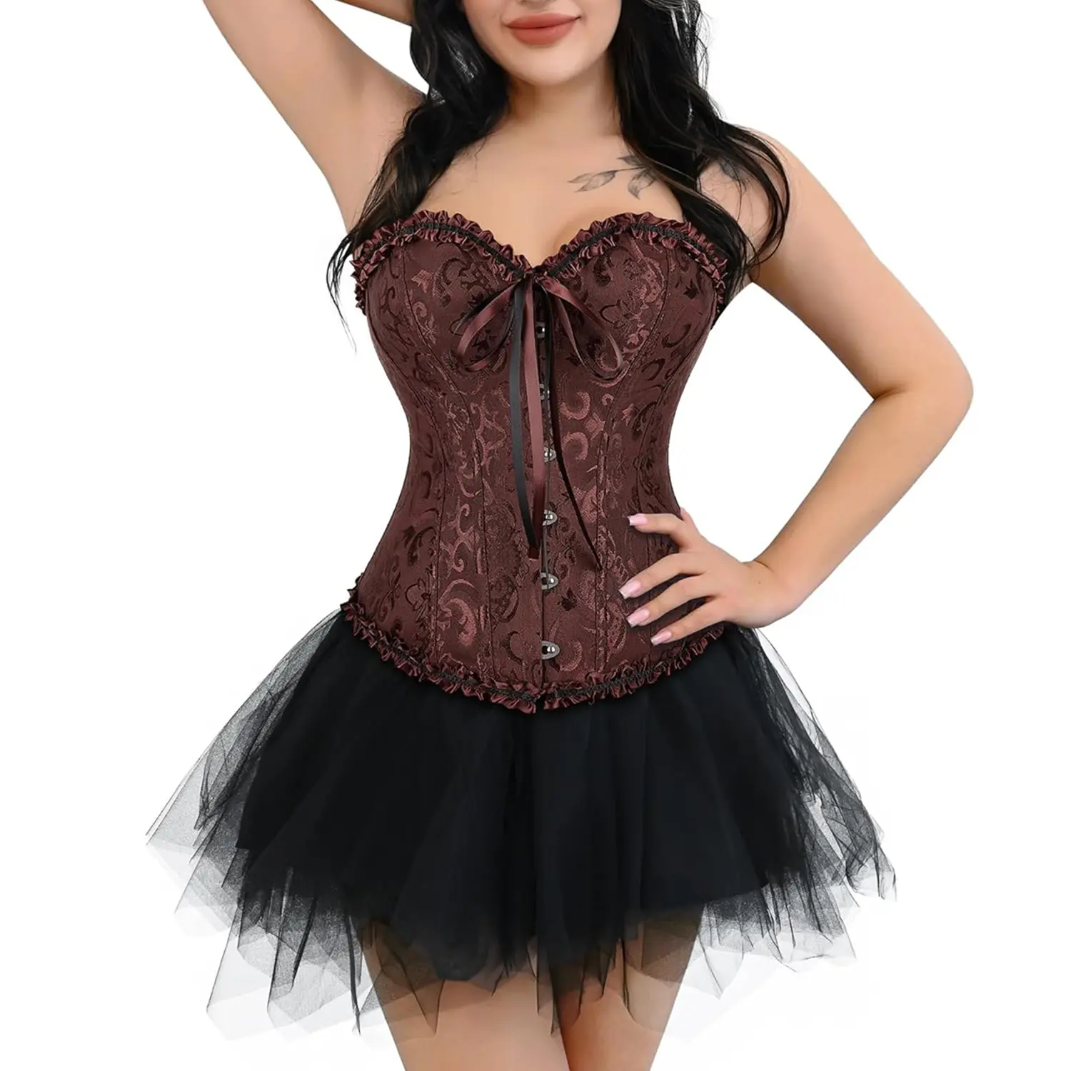 Women's Lace Up Boned Overbust Corset Bustier Lingerie Bodyshaper Top, Sexy Bustier Shapewear Lingerie, Lace Waist Push Up Bodysuit,Floral Bustier Corset Top Waist Cincher Overbust Bustiers Plus Size S-6XL - TikTok Shop Women's Lace Up Boned Overbust Corset Bustier Lingerie Bodyshaper Top, Sexy Bustier Shapewear Lingerie, Lace Waist Push Up Bodysuit,Floral Bustier Corset Top Waist Cincher Overbust Bustiers Plus Size S-6XL - TikTok Shop