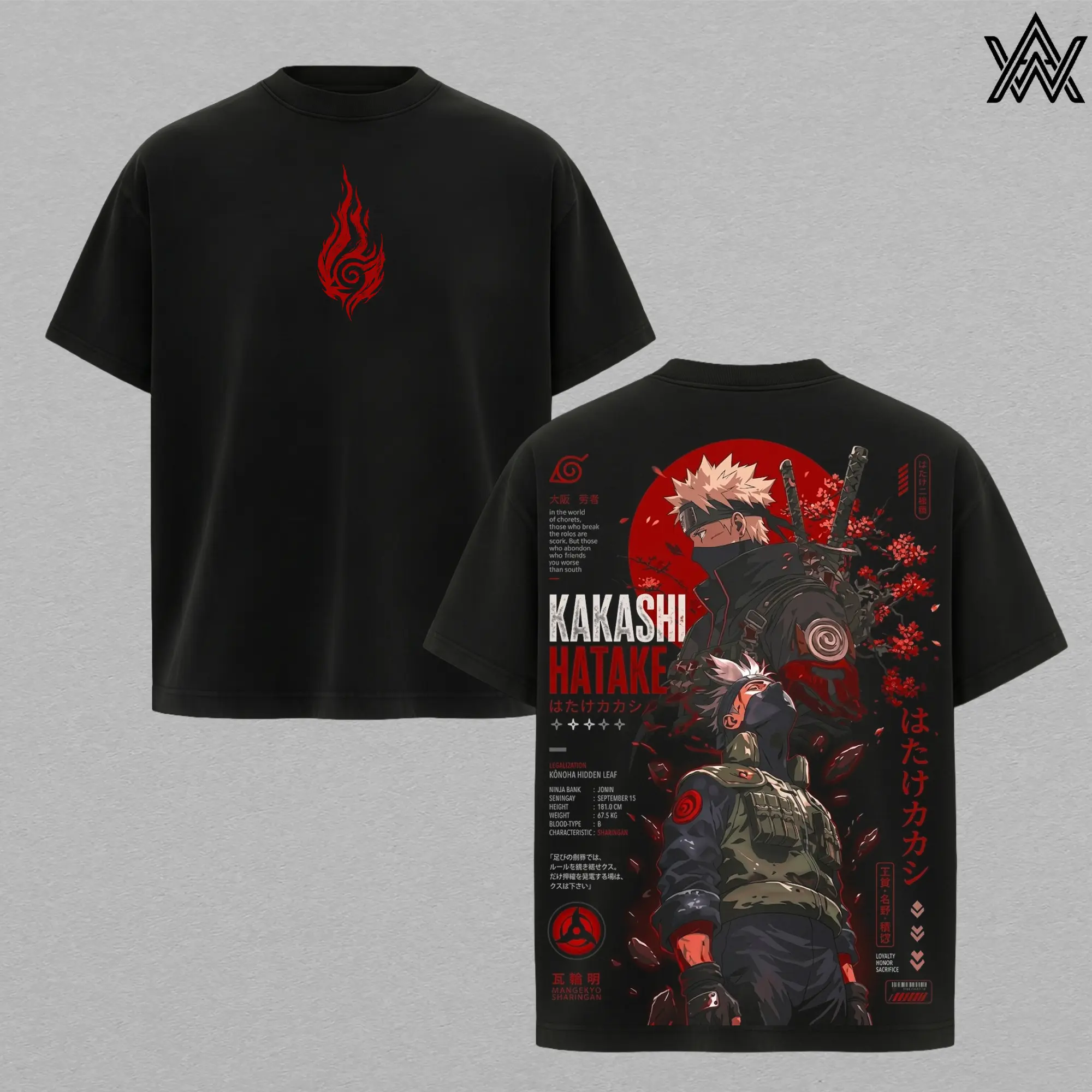 Kakashi Hatake Tee – Naruto Anime Manga T-Shirt, Copy Ninja Graphic Tee, Unisex Oversized Casual Shirt, Sharingan Sensei Anime Tee, Hidden Leaf Village Manga Shirt, Retro Shinobi Streetwear Tee, Gift for Naruto Fans