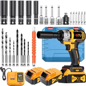 21V Cordless Impact Drill Set, Heavy Duty Impact Drill, Optional 4000mAh Battery, Tool Box, Charger, Complete Set of Socket Accessories, Ideal for Car Repair, Heavy DIY Projects, The Perfect Gift for Men