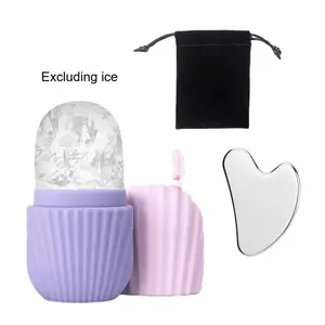 Facial Ice Roller Massage Board Set, Includes Facial Ice Grids, Heart-Shaped Stainless Steel Scraper, Storage Bag, Skincare Tool Kit
