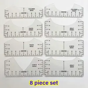 8PCS T-Shirt Ruler Kit PVC Shirt Calibration Measuring Tool Tailor's Ruler Suitable for Adult/Teen/Infant Sewing Accessories Guide Ruler Sewing Supplies Crafts
